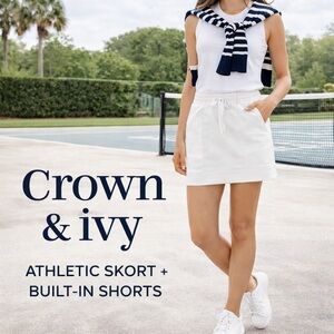 Crown & Ivy,Super Soft,Skort Tennis Golf Pull-On Stretch Southern Prep, Size M